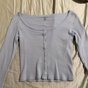 ribbed brandy melville light blue button up long sleeve